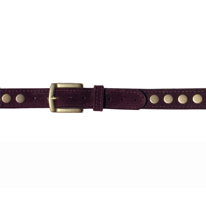 Large Rivets All Around - Burgundy Suede