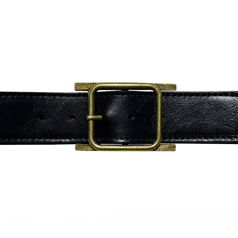 Square with Flanges - Black Leather