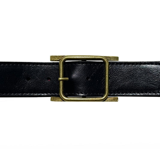 Square with Flanges - Black Leather
