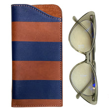 Load image into Gallery viewer, Eyeglass Case - Tan &amp; Navy Stripe
