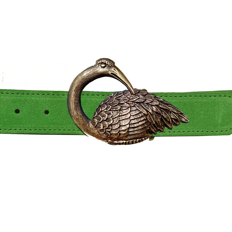 Bird Belt - Lime Green Suede