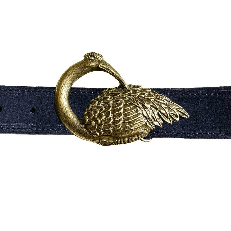 Bird Belt - Navy Suede