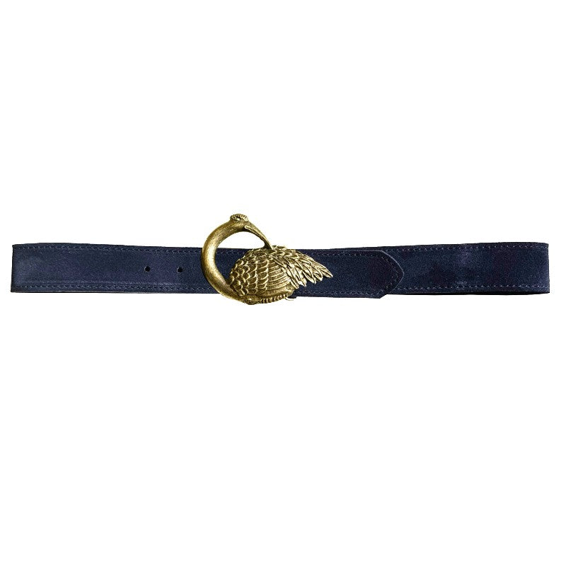 Bird Belt - Navy Suede