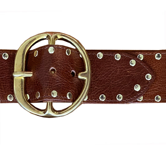 Chunky Studded Waist Belt - Cognac