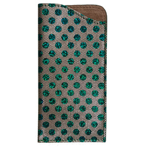Eyeglass Case -Green Metallic Dot