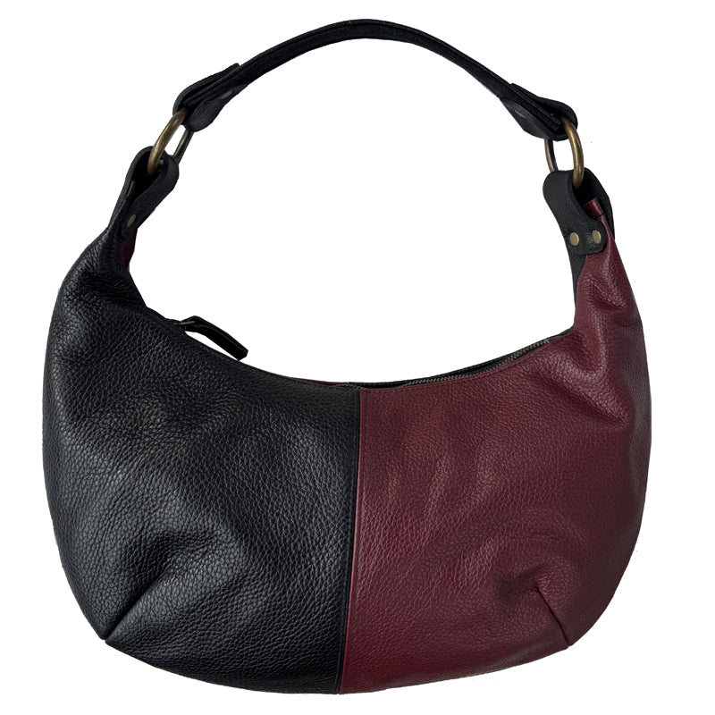 Hobo Bag -  Black & Burgundy