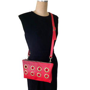 Copy of Grommet Clutch with Strap - Red