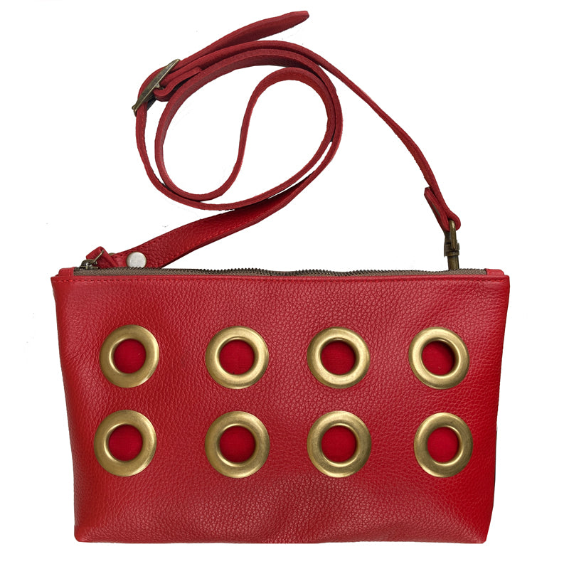 Copy of Grommet Clutch with Strap - Red
