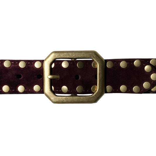 Squared Off Buckle - Burgundy Suede