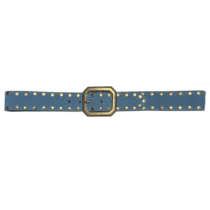 Squared Off Buckle - Powder Blue Suede