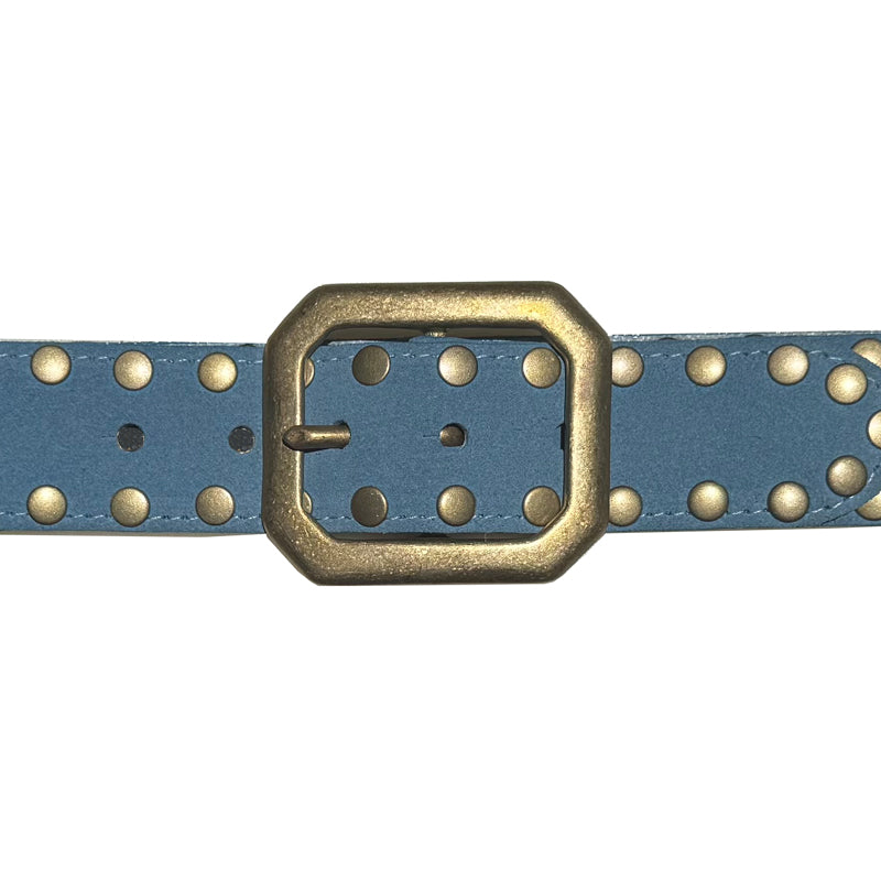 Squared Off Buckle - Powder Blue Suede