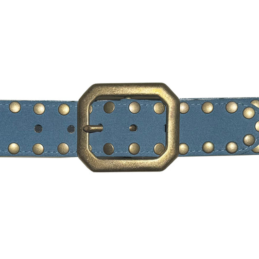 Squared Off Buckle - Powder Blue Suede