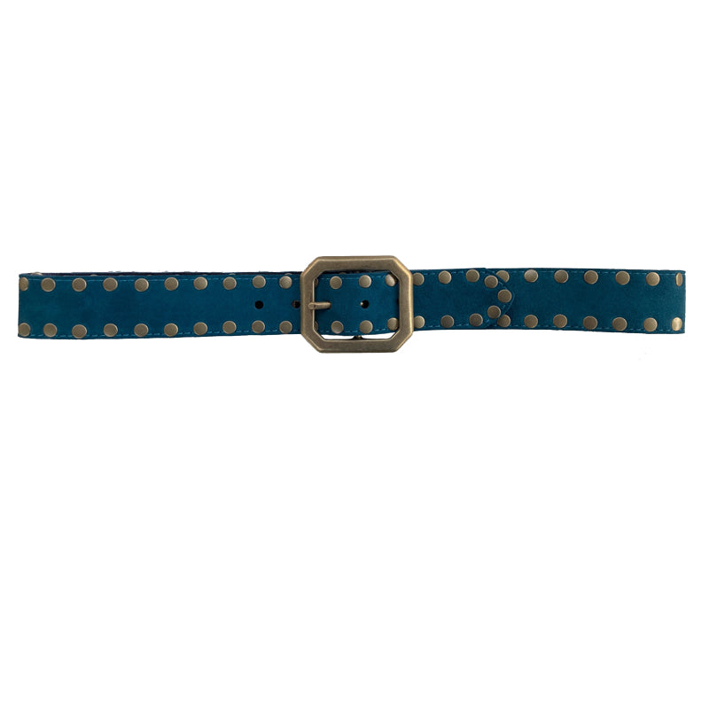 Squared Off Buckle - Teal Suede
