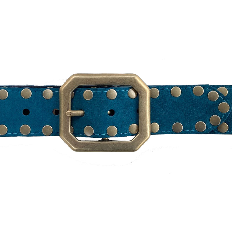 Squared Off Buckle - Teal Suede