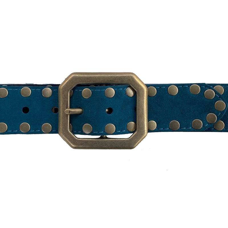 Squared Off Buckle - Teal Suede