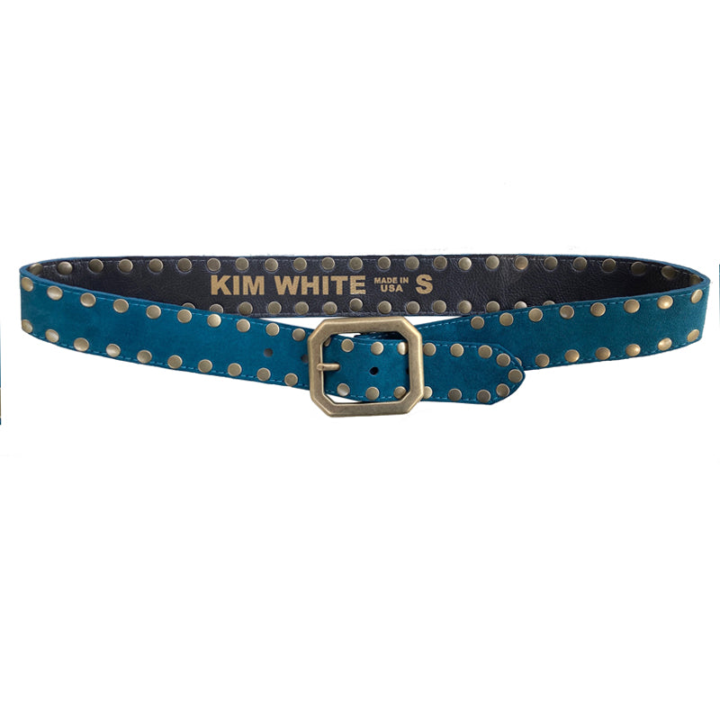 Squared Off Buckle - Teal Suede