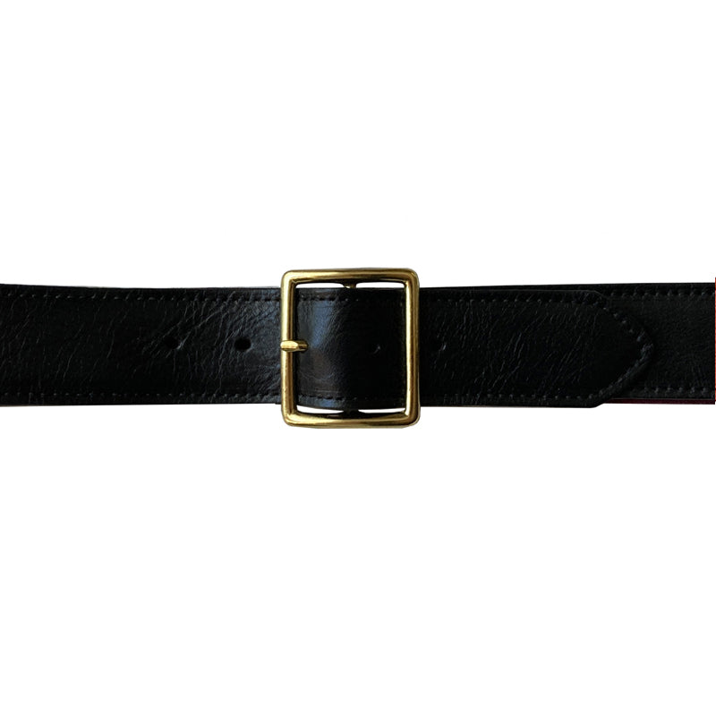 Thin Square Buckle - Black Leather