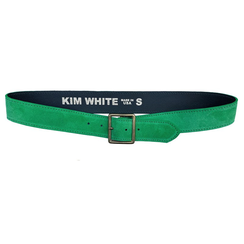 Thin Square Buckle - Lime Green Suede