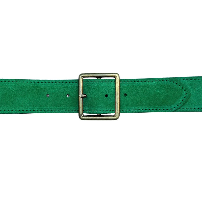 Thin Square Buckle - Lime Green Suede