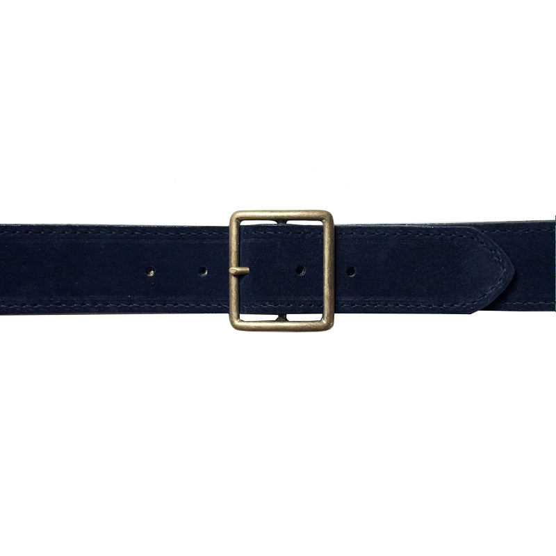 Thin Square Buckle - Navy Suede