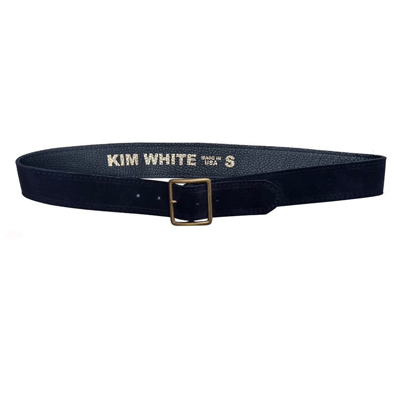 Thin Square Buckle - Navy Suede