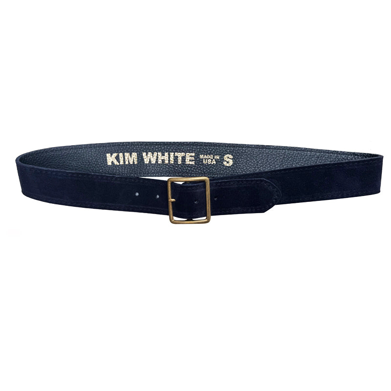 Thin Square Buckle - Navy Suede