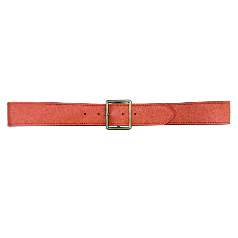 Thin Square Buckle - Orange Leather