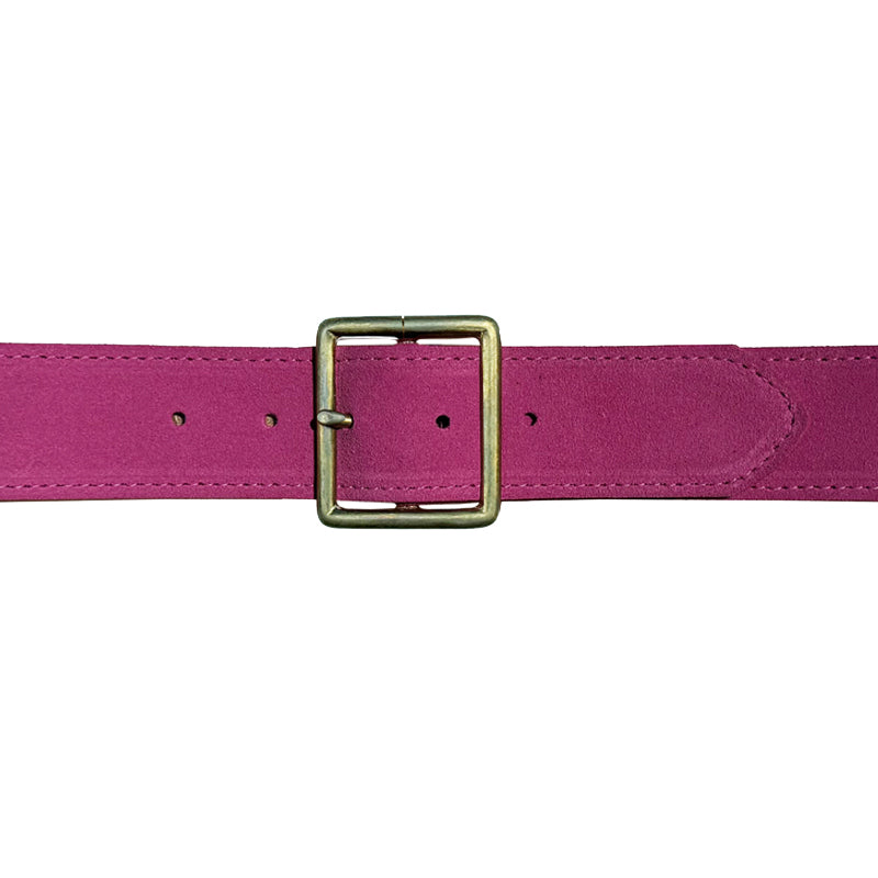 Thin Square Buckle - Pink Suede