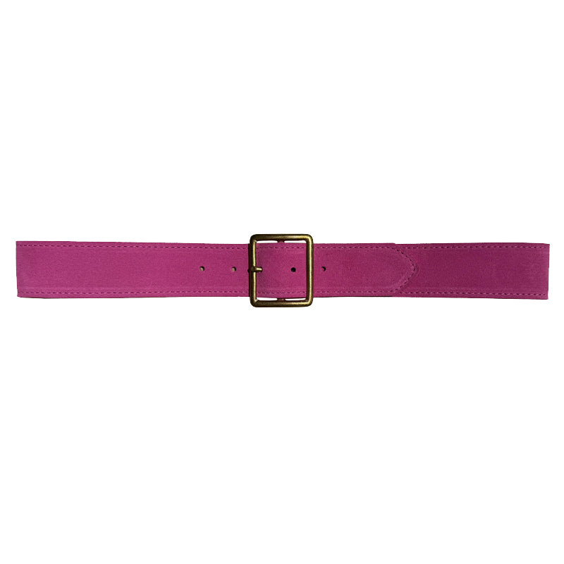 Thin Square Buckle - Pink Suede