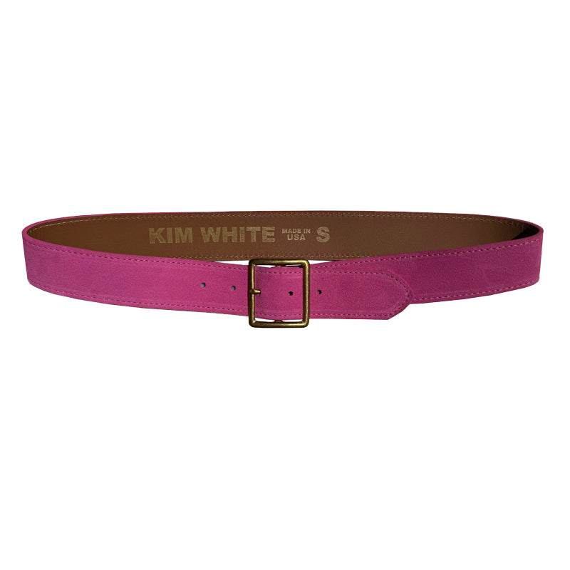 Thin Square Buckle - Pink Suede