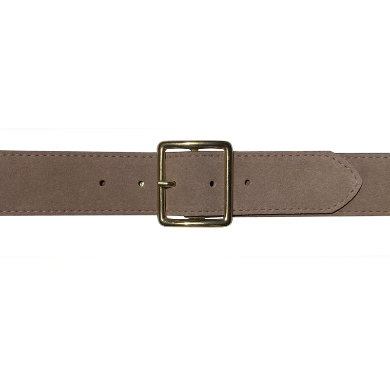 Thin Square Buckle - Tan Suede
