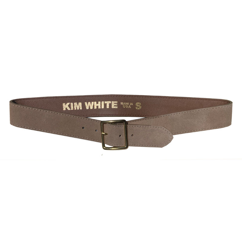 Thin Square Buckle - Tan Suede
