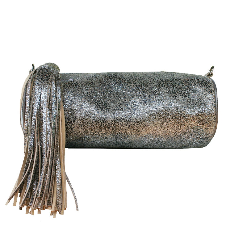 Cylinder Clutch - Antique Silver Metallic