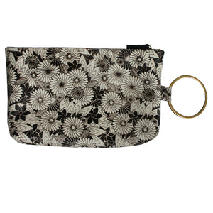 Ring Clutch - B&W Floral Printed Fur