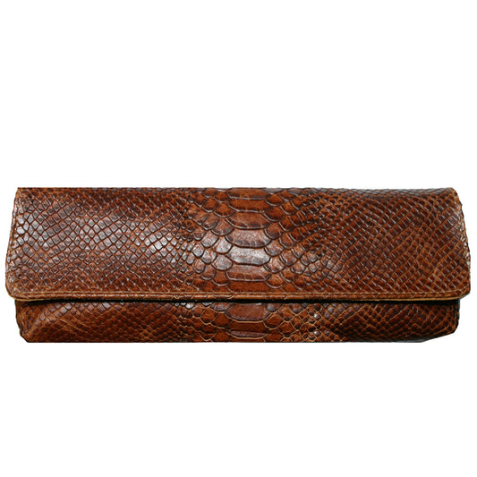 Baguette Clutch  - Cognac Snake