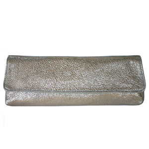 Baguette Clutch  - Ivory Crinkle Metallic
