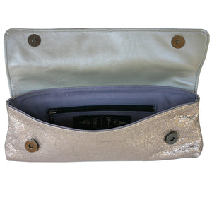 Baguette Clutch  - Ivory Crinkle Metallic