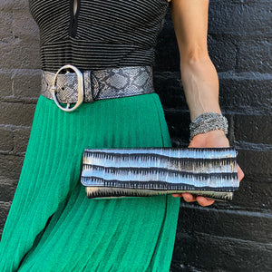 Baguette Clutch  - Grey Snake