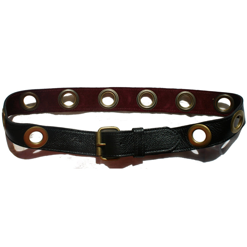 Grommet Belt - Black Antique Brass