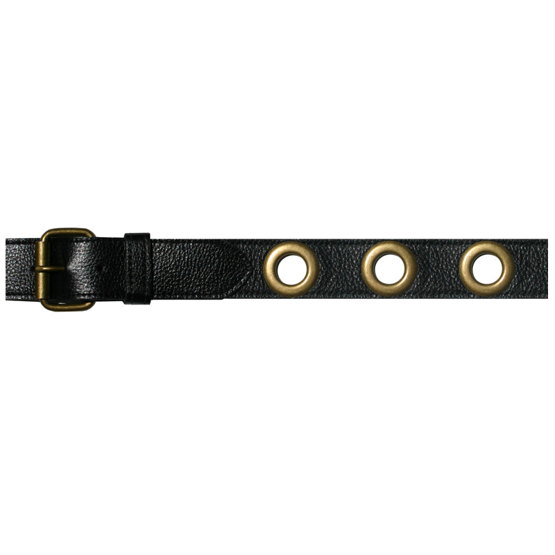 Grommet Belt - Black Antique Brass