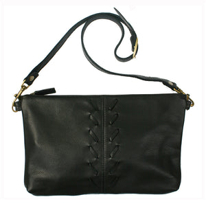 Laced Detail Bag  - Black Leather
