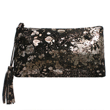 Load image into Gallery viewer, Large Tassel Clutch - Black Metallic Splash
