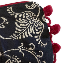 Load image into Gallery viewer, Black &amp; White Floral Pom Pom Bag
