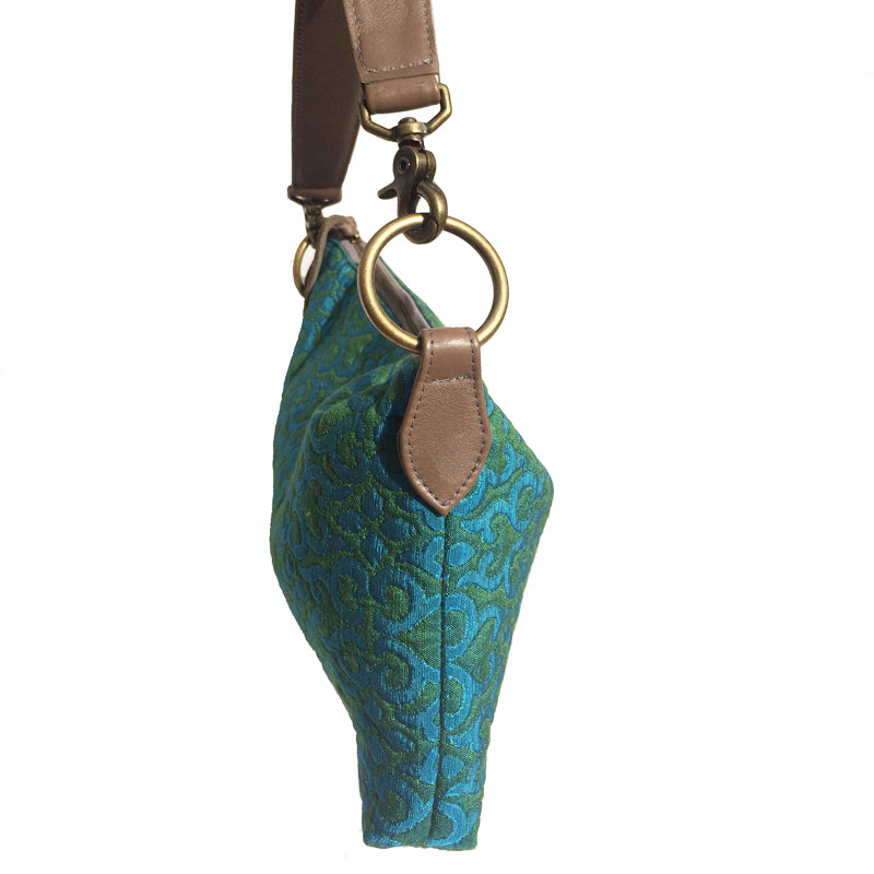 Slouchy Bag - Vintage Blue & Green Quilted