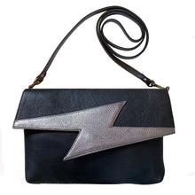 Load image into Gallery viewer, Lightning Bolt Bag - Black with Silver
