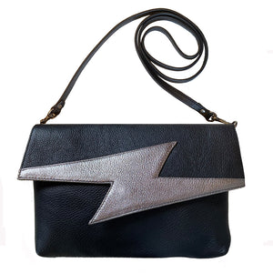 Lightning Bolt Bag - Black with Silver