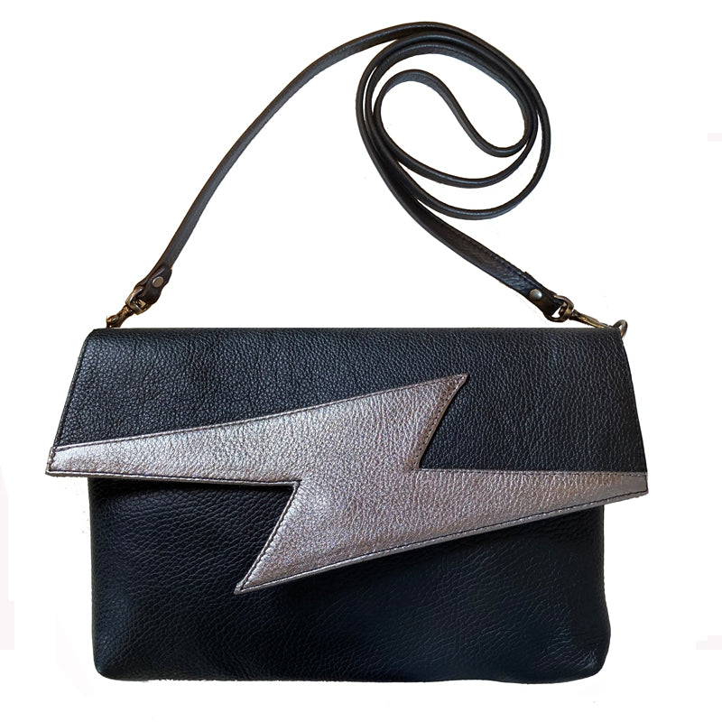 Lightning Bolt Bag - Black with Silver
