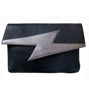 Lightning Bolt Bag - Black with Silver