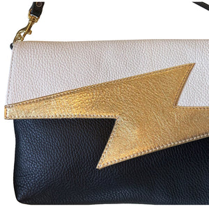 Lightning Bolt Bag - White with Gold