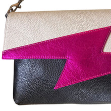 Load image into Gallery viewer, Lightning Bolt Bag - White with Hot Pink
